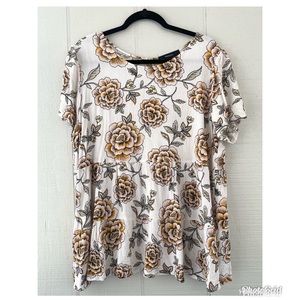 Plus  Size Blush Floral Ruffle Blouse